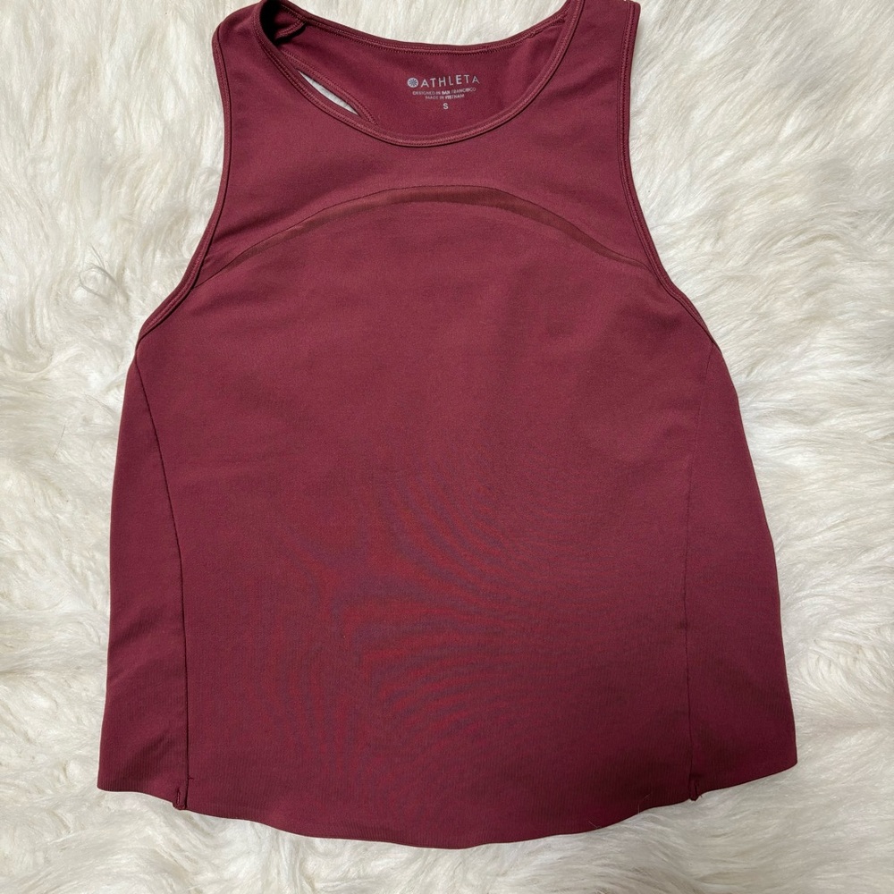 Athleta Maroon Cropped Mesh Tank Top size Women’s Small